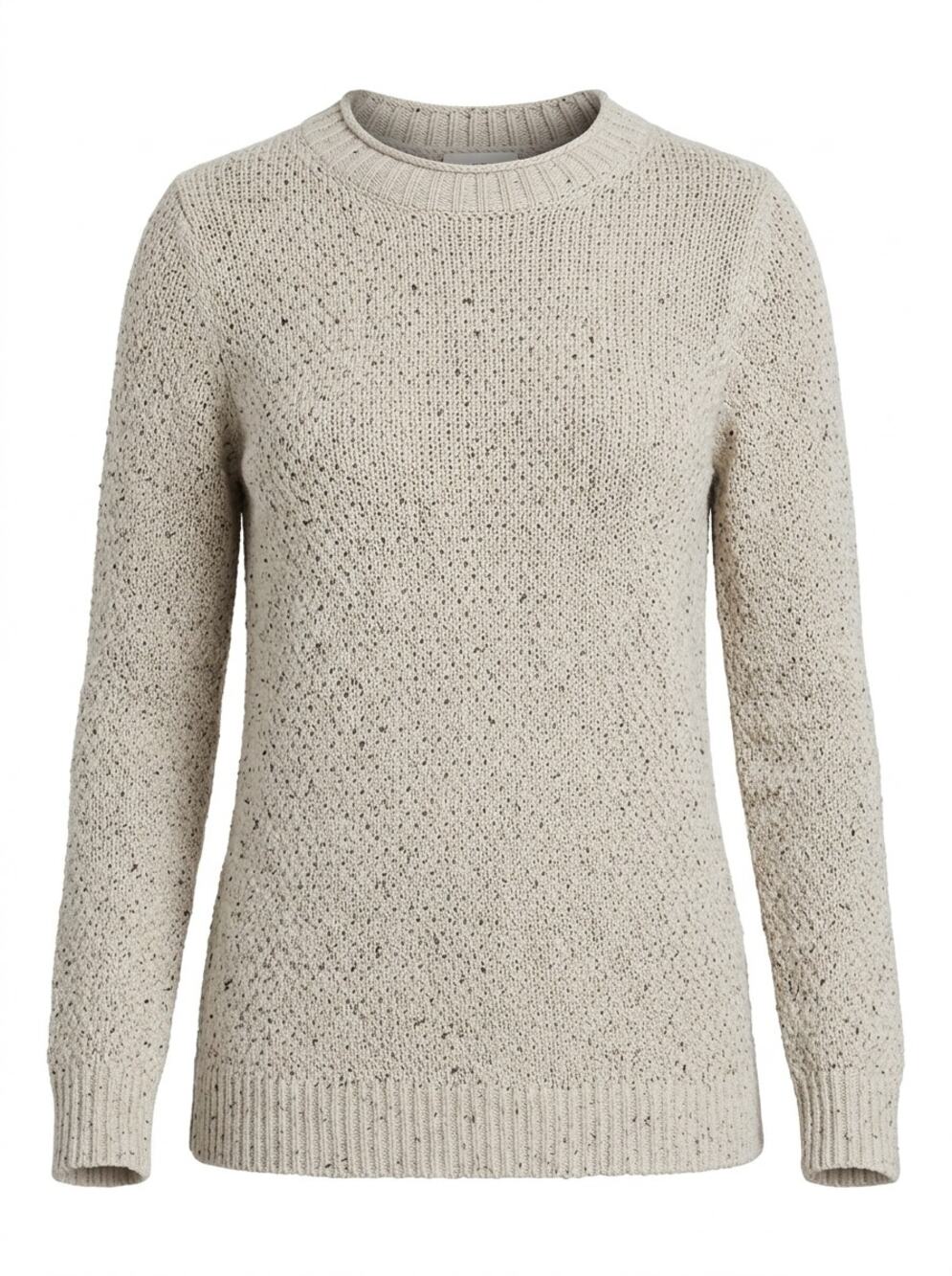 Loft Beige Speckled Knit Crew Neck Pullover Sweater Women Size M